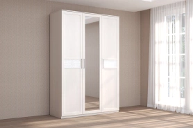 Шкаф 3-дверный Зеркало 145x59x220 Кэт-4 145х59х220 Бодега/Кайман белый