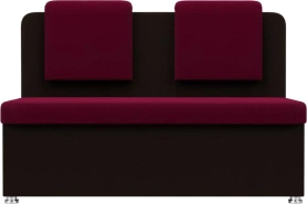 Кухонный прямой диван Маккон 2-х местный Микровельвет Красный/Коричневый 125х54х89 (без декор. подушек)