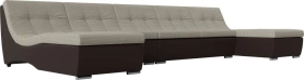 П-образный модульный диван Монреаль Long Корфу/Экокожа 382х172х78 Серый/Коричневый (без декор. подушек)