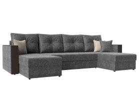 П-образный диван Валенсия Рогожка 296х155х73 Серый