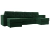 П-образный диван Принстон Велюр 314х151х90 Зеленый/Коричневый (без декор. подушек)