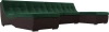 П-образный модульный диван Монреаль Велюр/Экокожа 306х171х84 Зеленый/Коричневый (без декор. подушек)