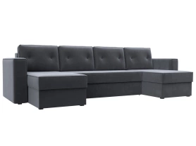 П-образный диван Принстон Велюр 314х151х90 Серый (без декор. подушек)