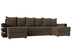 П-образный диван Венеция Рогожка 300х150х85 Коричневый