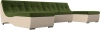 П-образный модульный диван Монреаль Микровельвет/Экокожа 305х172х78 Зеленый/Бежевый (без декор. подушек)