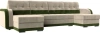 П-образный диван Марсель Рогожка 299х154х93 Серый/Коричневый (без декор. подушек)