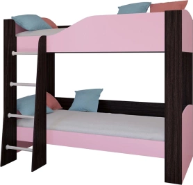 Кровать двухъярусная Астра 2 без ящика Венге/Розовый 80х190