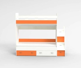 Кровать двухъярусная 80х190 Юниор-1 Белый/Белый/Оранжевый