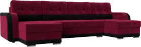 П-образный диван Марсель Микровельвет 299х154х93 Бордовый/Черный (без декор. подушек)