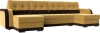 П-образный диван Марсель Микровельвет 299х154х93 Желтый/Коричневый (без декор. подушек)