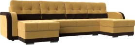 П-образный диван Марсель Микровельвет 299х154х93 Желтый/Коричневый (без декор. подушек)