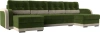 П-образный диван Марсель Микровельвет 299х154х93 Зеленый/Бежевый (без декор. подушек)