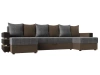 П-образный диван Венеция Рогожка 300х150х85 Серый/Коричневый