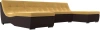 П-образный модульный диван Монреаль Микровельвет/Экокожа 305х172х78 Желтый/Коричневый (без декор. подушек)