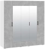 Шкаф Нео 5-ти дверный с зеркалом Белый/Ателье светлый 196х57х206
