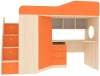 Кровать-чердак Кадет 1 с универсальной лестницей Дуб молочный/Оранжевый 80х190