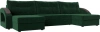 П-образный диван Канзас Велюр 295х151х92 Зеленый (без декор. подушек)
