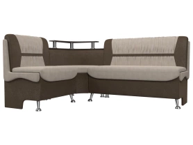 Кухонный диван с левым углом Сидней Рогожка 172х135х89 Бежевый/Коричневый (без декор. подушек)
