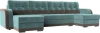 П-образный диван Марсель Велюр 299х154х93 Бирюзовый/Коричневый (без декор. подушек)