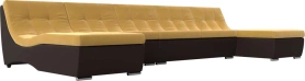 П-образный модульный диван Монреаль Long Микровельвет/Экокожа 382х172х78 Желтый/Коричневый (без декор. подушек)