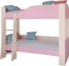 Кровать двухъярусная Астра 2 без ящика Дуб молочный/Розовый 80х190