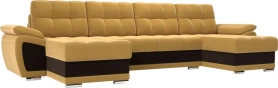 П-образный диван Нэстор Микровельвет 328х147х75 Желтый/Коричневый (без декор. подушек)