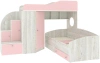 Кровать-чердак Кадет 2 с широкой лестницей Винтерберг/Розовый 90х200