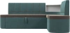 Кухонный диван с правым углом Тефида Велюр 205х144х84 Коричневый/Бирюзовый (без декор. подушек)