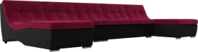 П-образный модульный диван Монреаль Long Микровельвет/Экокожа 382х172х78 Бордовый/Черный (без декор. подушек)