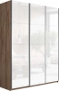 Шкаф-купе Прайм стекло белое/стекло белое/стекло белое 210х57х230 крафт табачный