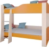 Кровать двухъярусная Астра 2 без ящика Дуб молочный/Оранжевый 80х190
