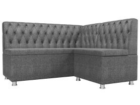 Кухонный диван угловой Мирта Рогожка Серый 151х125х90 (без декор. подушек)