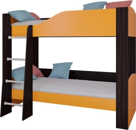 Кровать двухъярусная Астра 2 без ящика Венге/Оранжевый 80х190