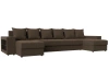П-образный диван Дубай Рогожка 352х163х90 Коричневый (без декор. подушек)
