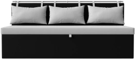 Кухонный прямой диван Метро Экокожа Белый/Черный 183х64х88