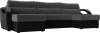 П-образный диван Форсайт Велюр/Экокожа 293х151х92 Серый/Черный (без декор. подушек)