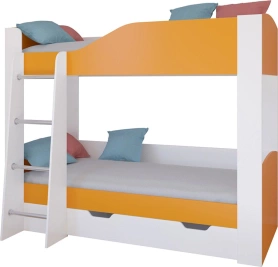 Кровать двухъярусная Астра 2 с ящиком Белый/Оранжевый 80х190