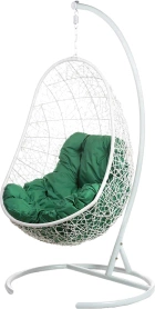 Кресло подвесное со стойкой BiGarden "Easy", белое зелёная подушка