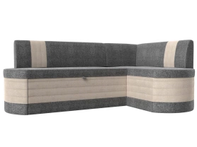 Кухонный диван угловой Токио Рогожка Серый/Бежевый 204х126х82 (без декор. подушек)
