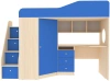 Кровать-чердак Кадет 1 с универсальной лестницей Дуб молочный/Голубой 80х190
