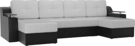 П-образный диван Сенатор Экокожа 300х150х85 Белый/Черный (без декор. подушек)