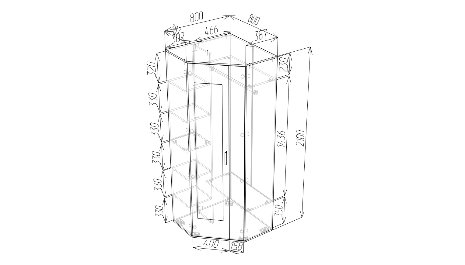 Угловой шкаф 800 на 800 чертеж