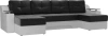 П-образный диван Сенатор Экокожа 300х150х85 Черный/Белый (без декор. подушек)