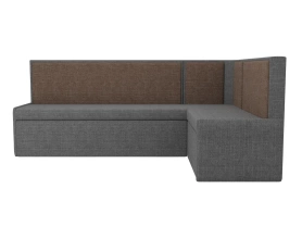 Кухонный диван угловой Кристина 191х130х85 Рогожка правый серый/коричневый (без декор. подушек)