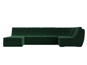 П-образный модульный диван Холидей Велюр 305х167х95 Зеленый (без декор. подушек)