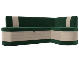 Кухонный диван угловой Токио Велюр Зеленый/Бежевый 204х126х82 (без декор. подушек)