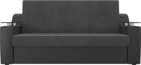 Диван-кровать Сенатор Велюр/Экокожа 132х110х93 Серый/Черный (без декор. подушек)