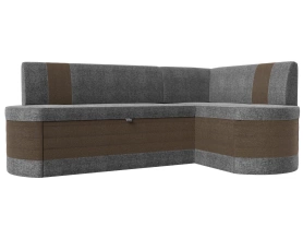 Кухонный диван угловой Токио Рогожка Серый/Коричневый 204х126х82 (без декор. подушек)