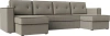 П-образный диван Принстон Велюр 314х151х90 Серый/Черный (без декор. подушек)