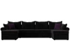 П-образный диван Элис Велюр 340х160х93 Черный/Фиолетовый